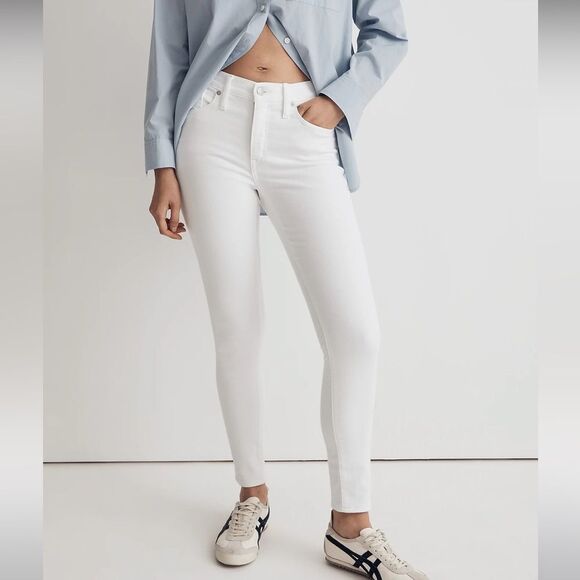 Madewell 9" Mid Rise Skinny Crop Jeans in Pure White Size 25 NWT - Picture 3 of 11